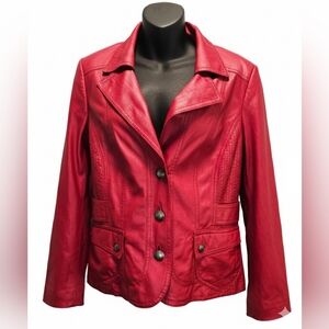 [Proportion Petite] Conrad C Deep Red Retro Moto Style 3 Button Blazer Size 8
